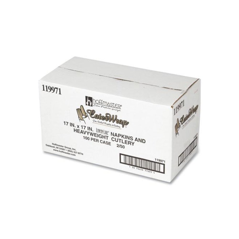 CaterWrap Heavyweight Cutlery Combo Kit, Fork/Knife/Napkin/Spoon, Plastic, Black, 100/Carton. Picture 3