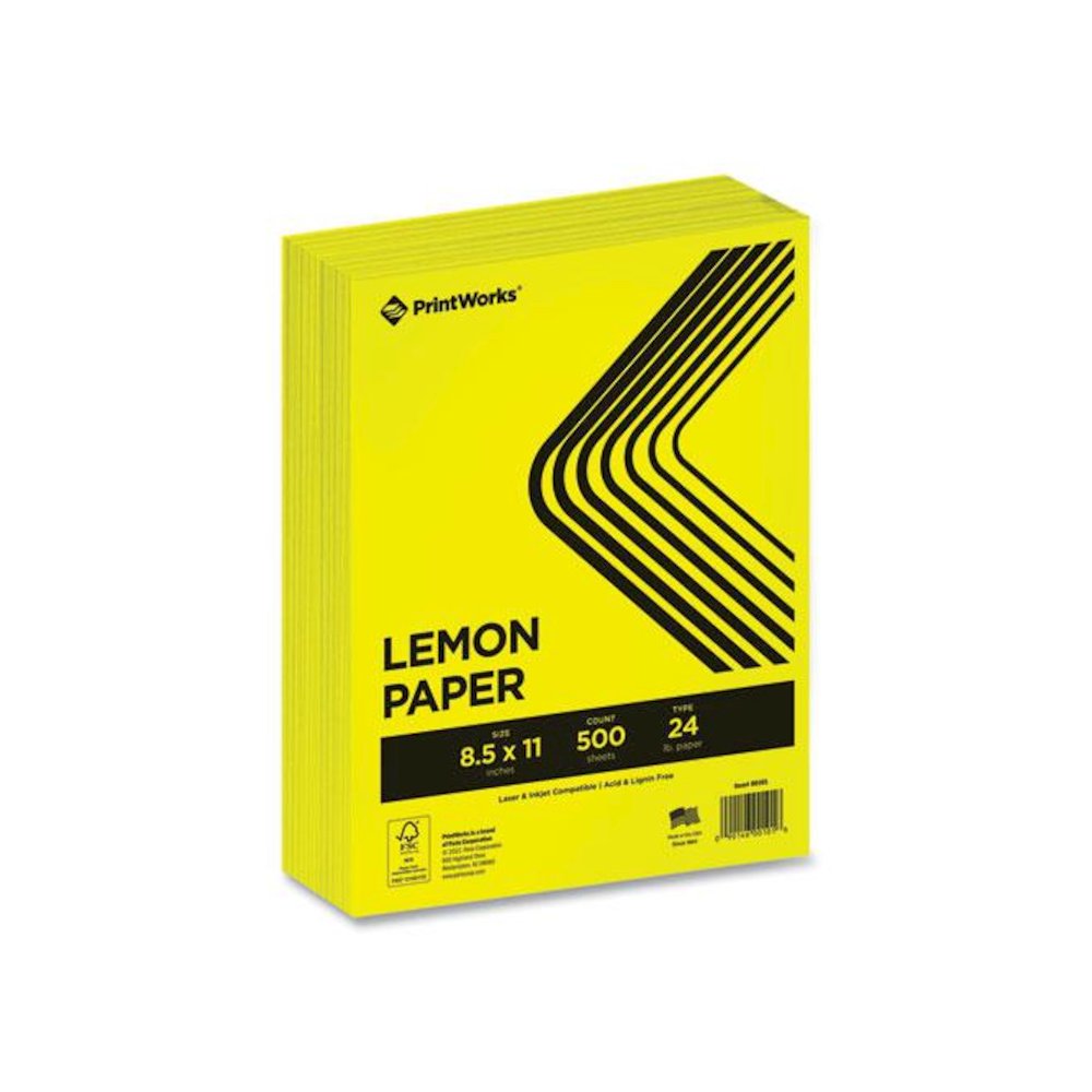 Color Paper, 24 lb Text Weight, 8.5 x 11, Lemon Yellow, 500/Ream. Picture 1