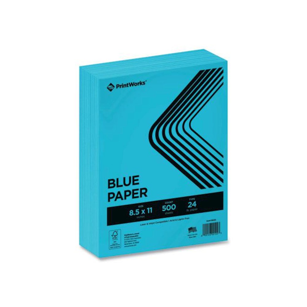 Color Paper, 24 lb Text Weight, 8.5 x 11, Blue, 500/Ream. Picture 1