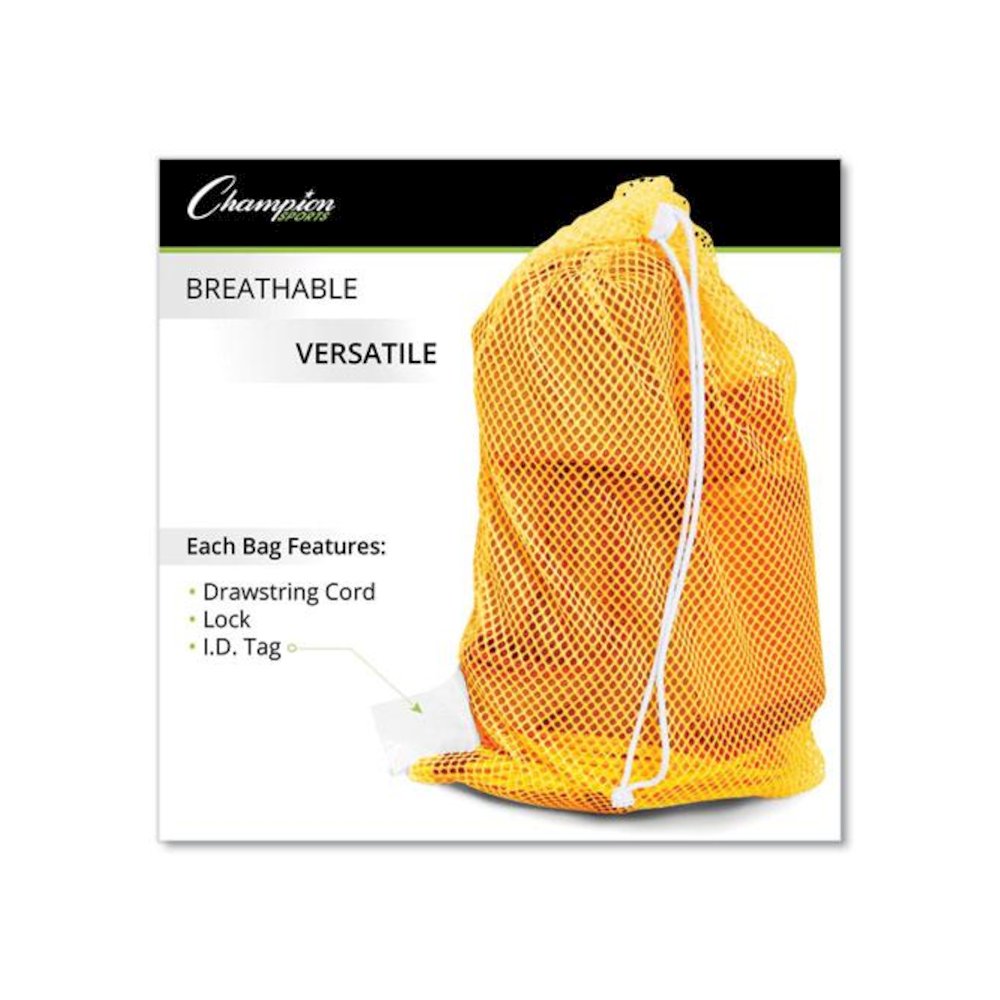 Heavy-Duty Mesh Bag, 12" x 18", Gold, Green, Orange, Purple, Royal Blue, Scarlet Red, 6/Set. Picture 4