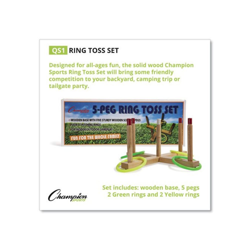 Ring Toss Set, Plastic/Wood, Assorted Colors, 5 Pegs, 4 Rings. Picture 2