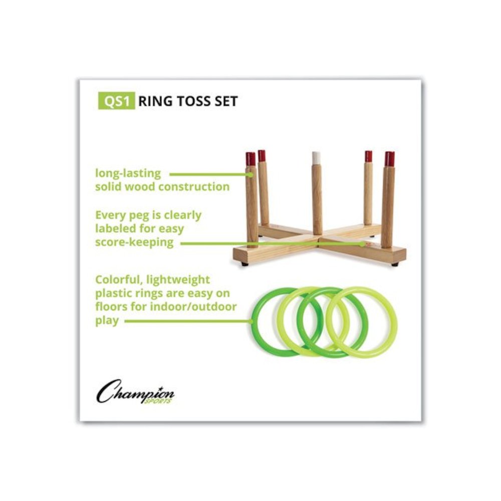 Ring Toss Set, Plastic/Wood, Assorted Colors, 5 Pegs, 4 Rings. Picture 3