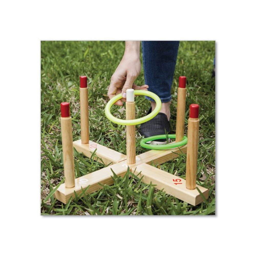 Ring Toss Set, Plastic/Wood, Assorted Colors, 5 Pegs, 4 Rings. Picture 4