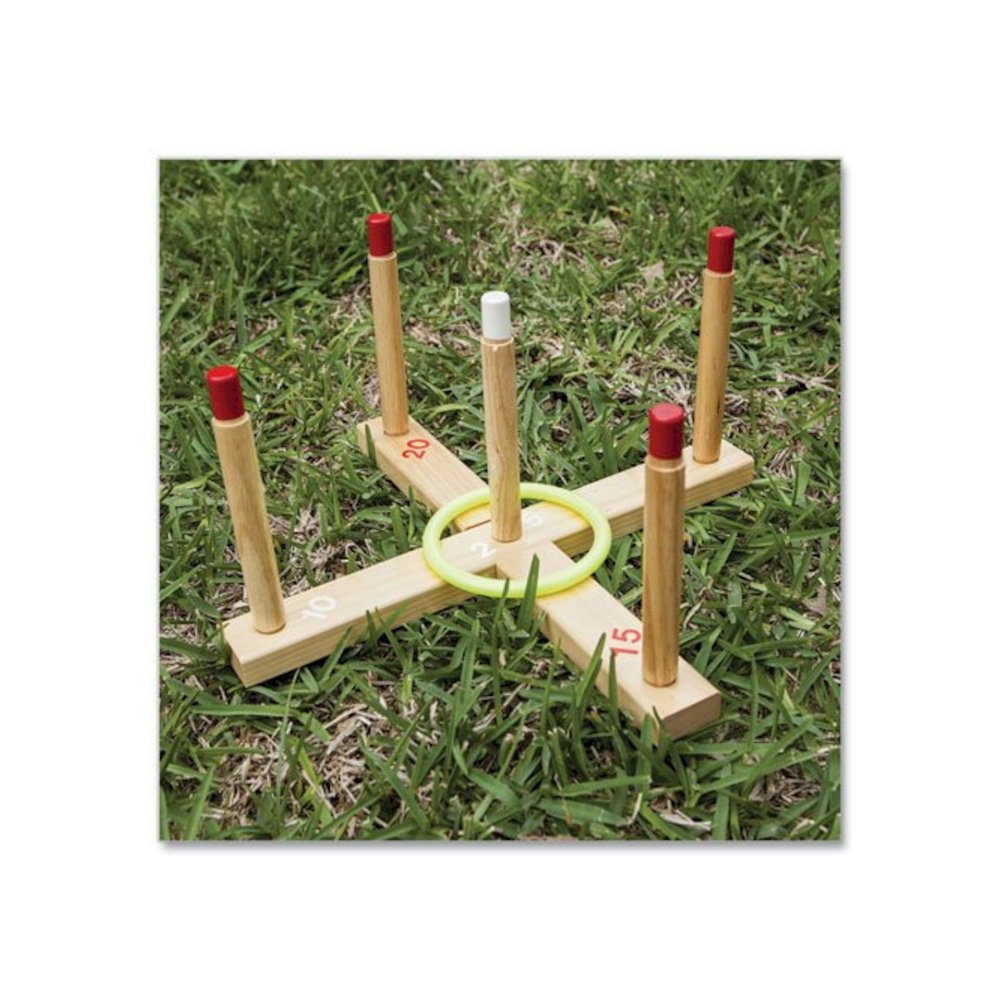 Ring Toss Set, Plastic/Wood, Assorted Colors, 5 Pegs, 4 Rings. Picture 6