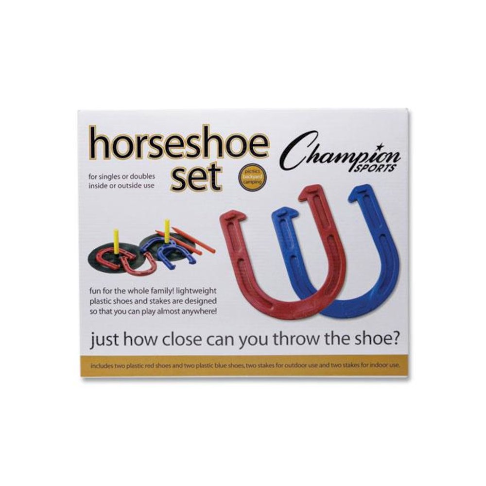 Indoor/Outdoor Rubber Horseshoe Set, 4 Rubber Horseshoes, 2 Rubber Mats, 2 Plastic Dowels. Picture 2