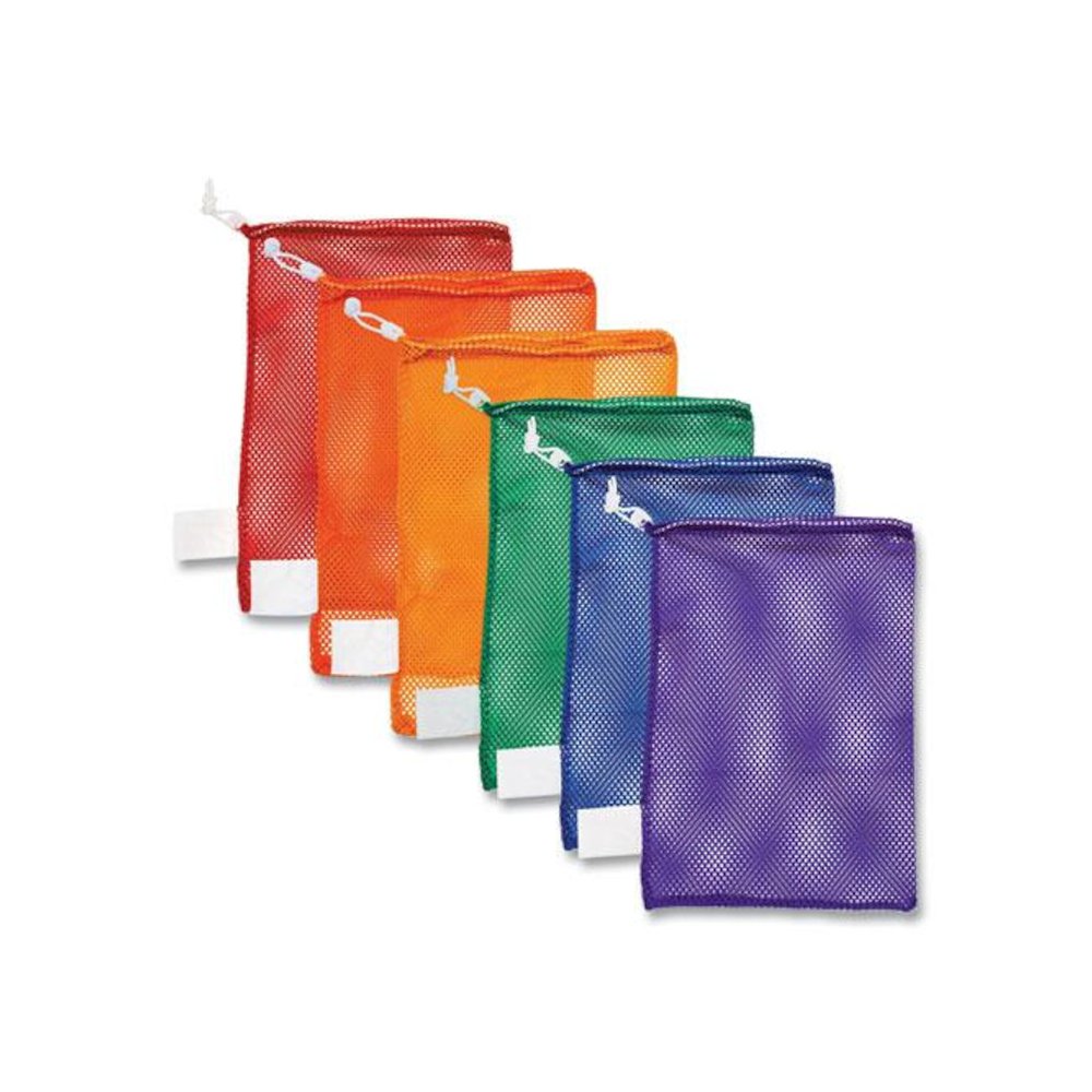 Heavy-Duty Mesh Bag, 12" x 18", Gold, Green, Orange, Purple, Royal Blue, Scarlet Red, 6/Set. Picture 1