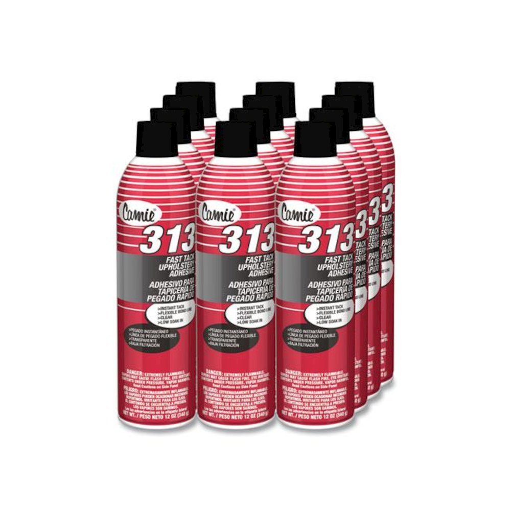 313 Fast Tack Upholstery Adhesive, 12 oz Aerosol Spray, Dries Clear, Dozen. Picture 1