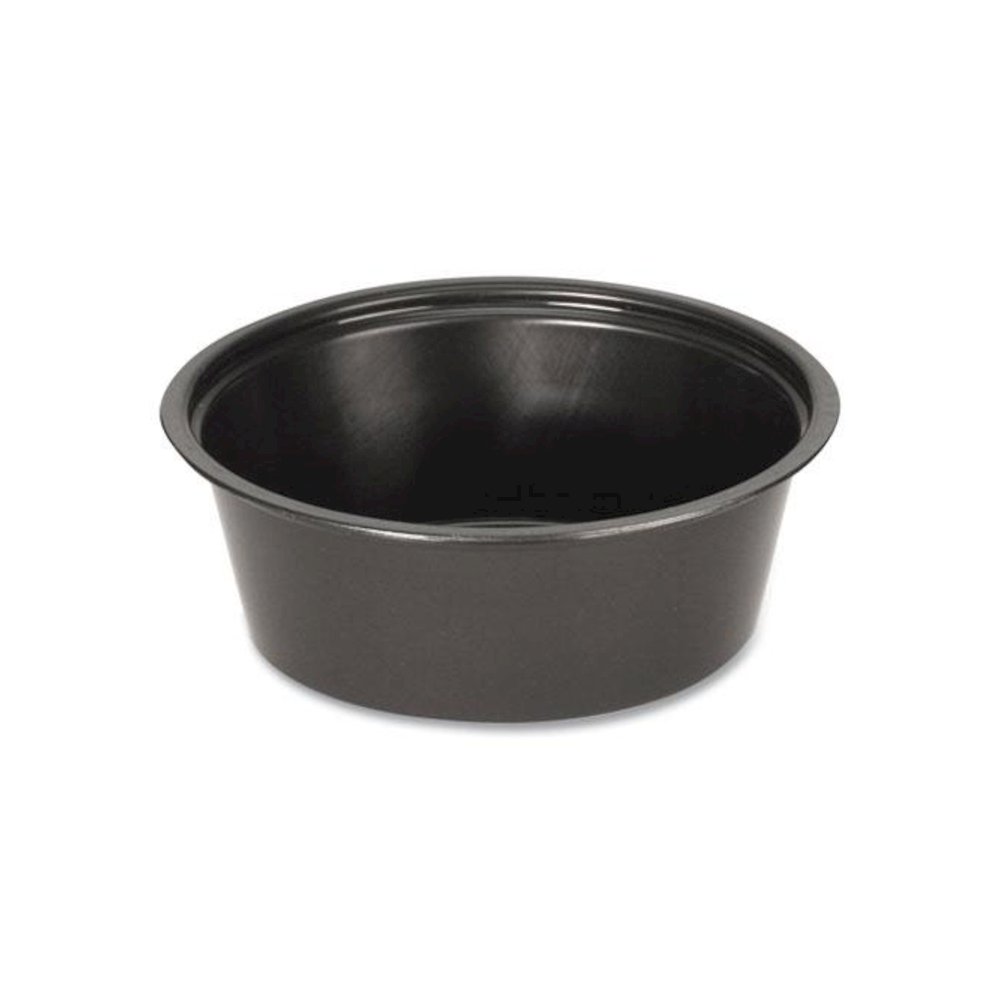 Portion Cups, 1.5 oz, Plastic, Black, 250/Sleeve, 10 Sleeves/Carton. Picture 1