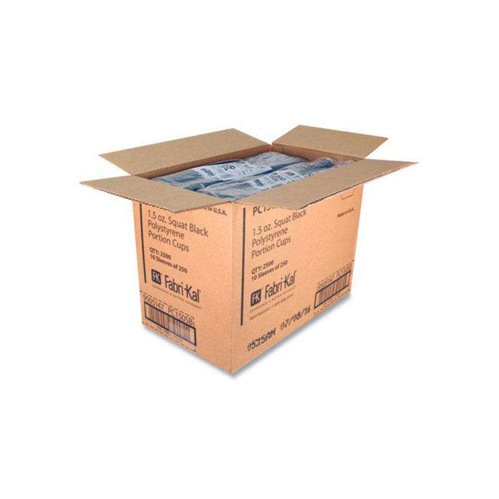 Portion Cups, 1.5 oz, Squat, Plastic, Black, 250/Sleeve, 10 Sleeves/Carton. Picture 4