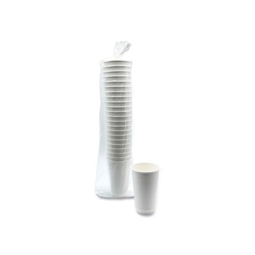 Paper Hot Cups, Double-Walled, 16 oz, White, 500/Carton. Picture 2