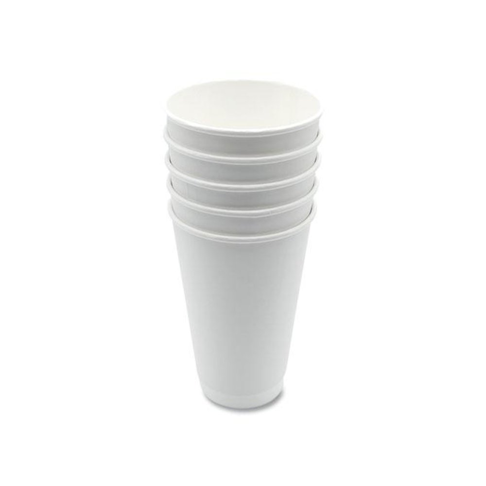 Paper Hot Cups, Double-Walled, 16 oz, White, 500/Carton. Picture 4