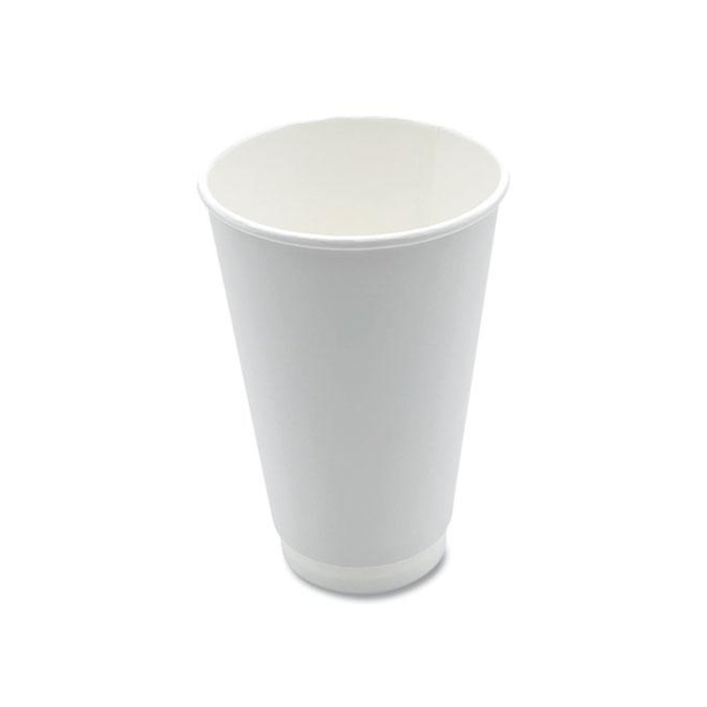 Paper Hot Cups, Double-Walled, 16 oz, White, 500/Carton. Picture 1