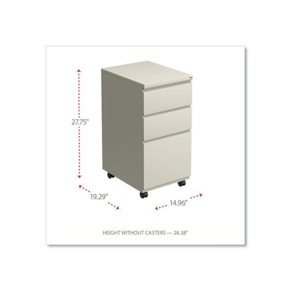File Pedestal with Full-Length Pull, Left or Right, 3-Drawers: Box/Box/File, Legal/Letter, Putty, 14.96" x 19.29" x 27.75". Picture 2