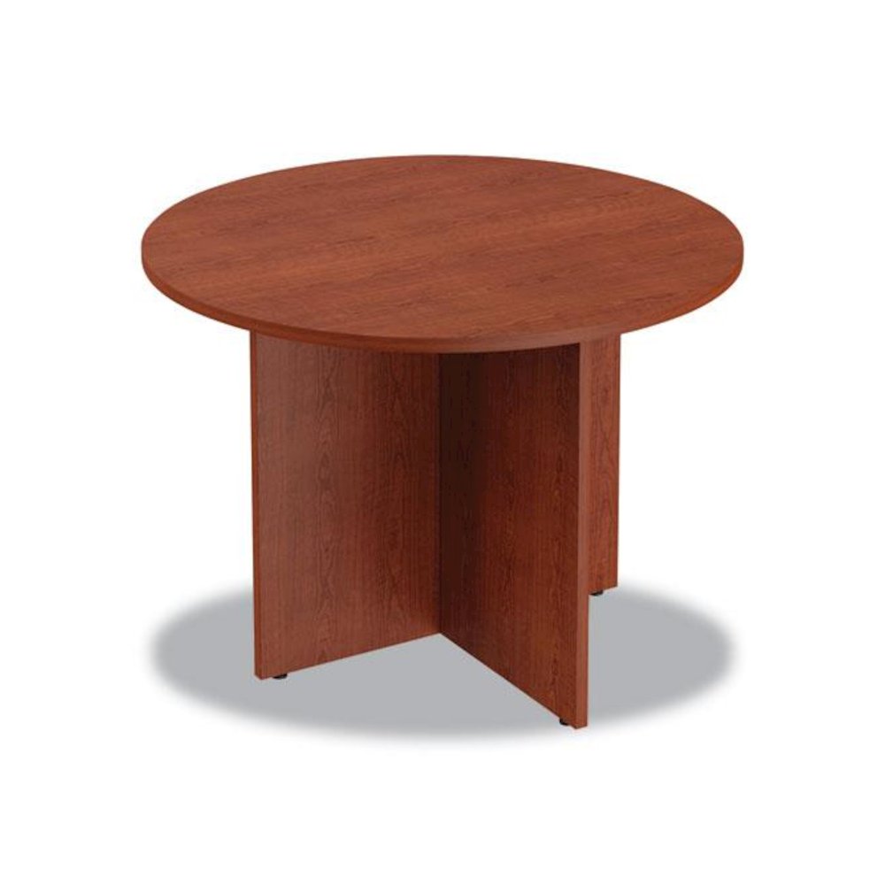 Alera Valencia Round Conference Table with Legs, 42" Diameter x 29.5h, Medium Cherry. Picture 1