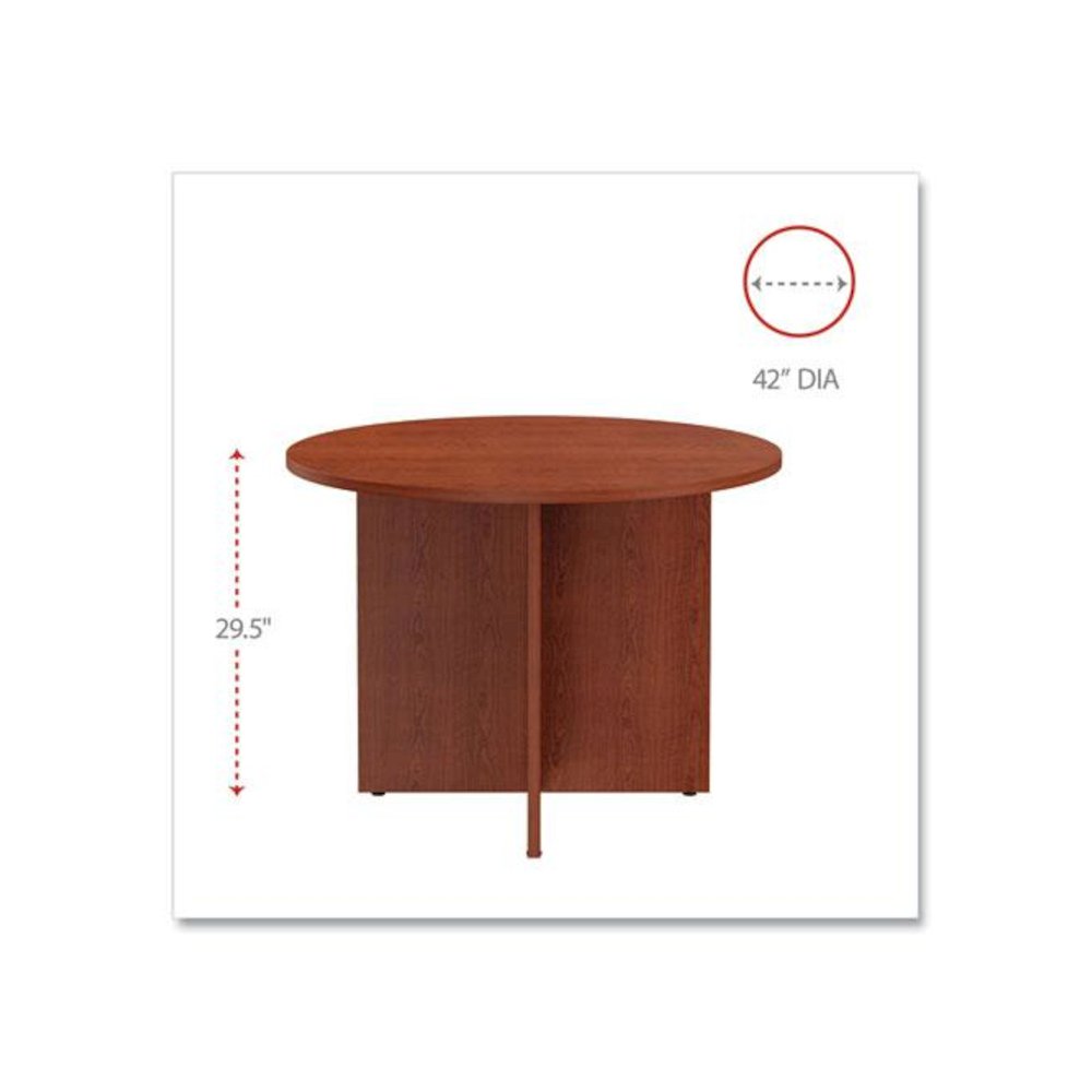 Alera Valencia Round Conference Table with Legs, 42" Diameter x 29.5h, Medium Cherry. Picture 2