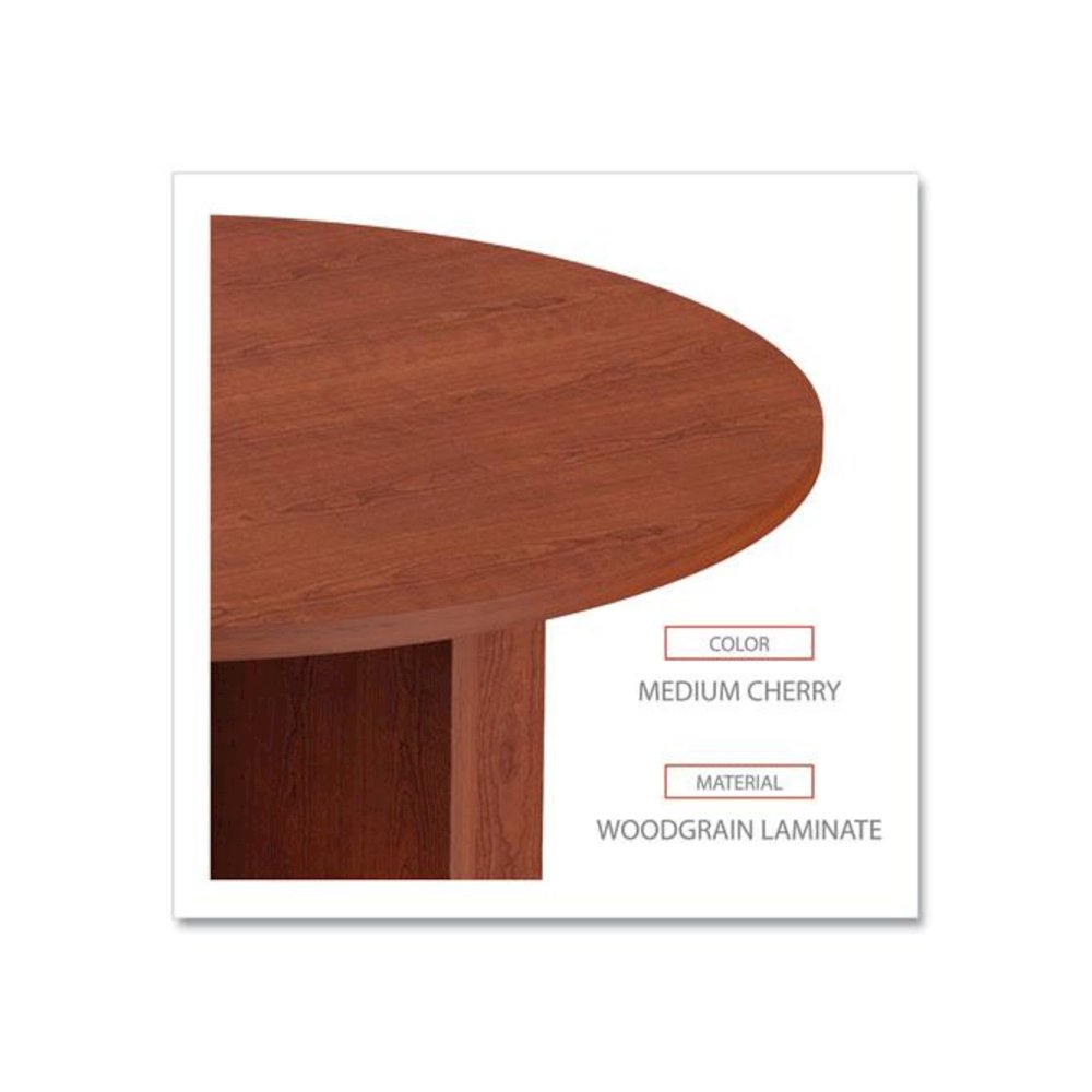 Alera Valencia Round Conference Table with Legs, 42" Diameter x 29.5h, Medium Cherry. Picture 3
