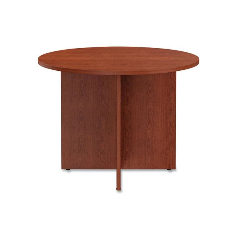 Alera Valencia Round Conference Table with Legs, 42" Diameter x 29.5h, Medium Cherry. Picture 6