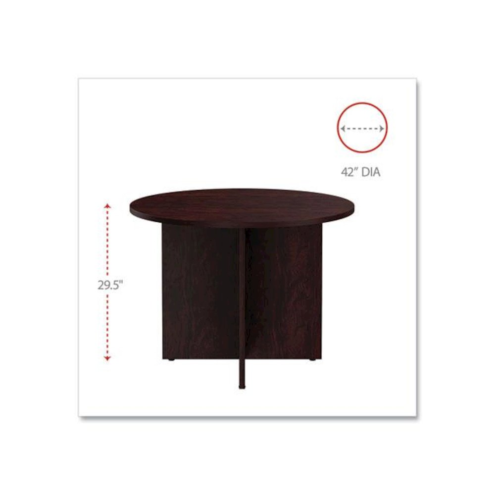 Alera Valencia Round Conference Table with Legs, 42" Diameter x 29.5h, Mahogany. Picture 2