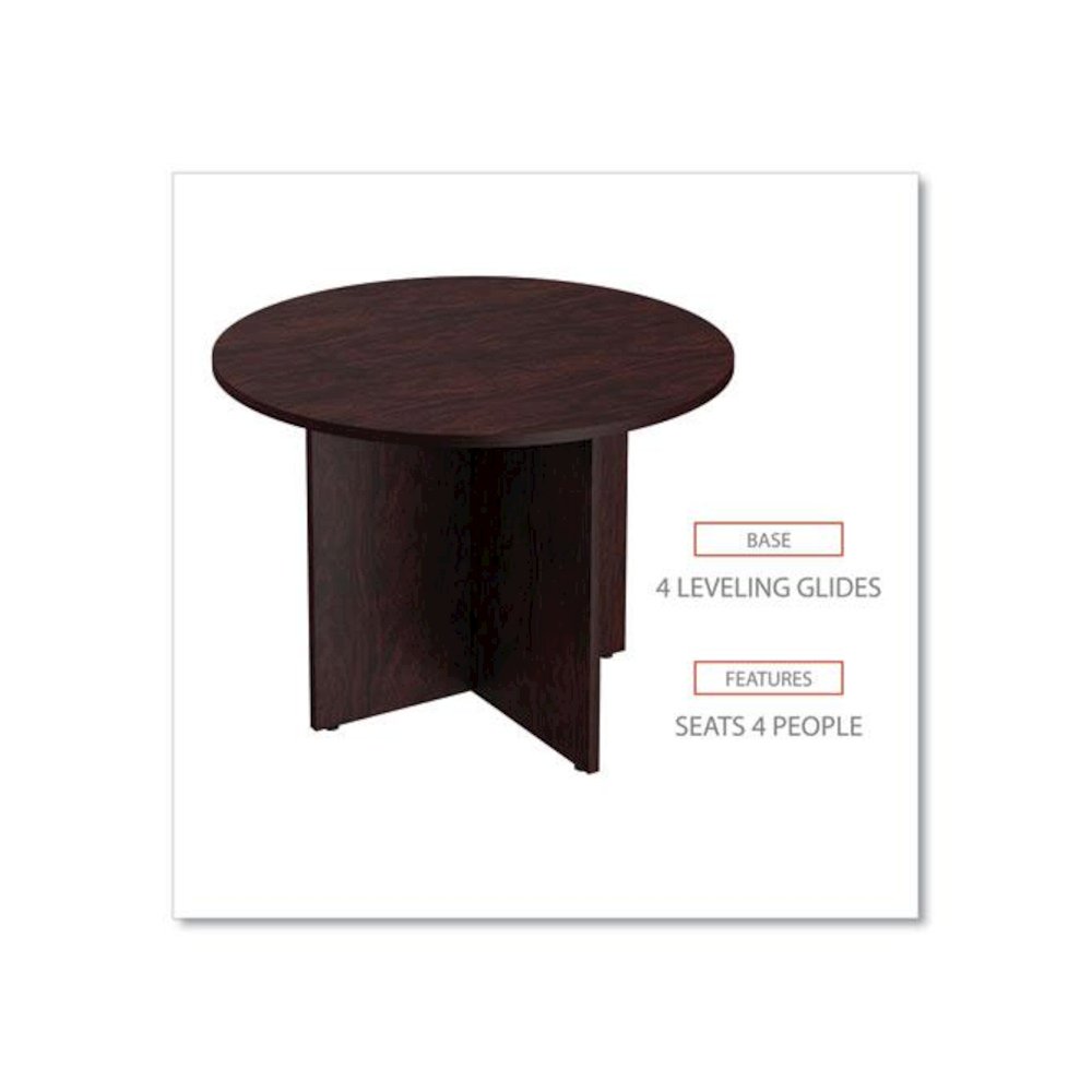 Alera Valencia Round Conference Table with Legs, 42" Diameter x 29.5h, Mahogany. Picture 4