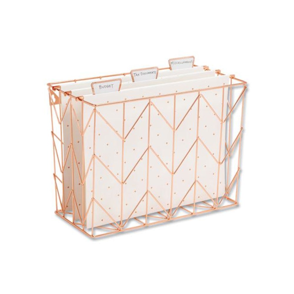Letter-Size Desktop Fashion Filing Set, Rose Gold, (1) Rack, (3) Hanging Folders, (3) File Folders, (2) Trays,(1) Mail Sorter. Picture 6
