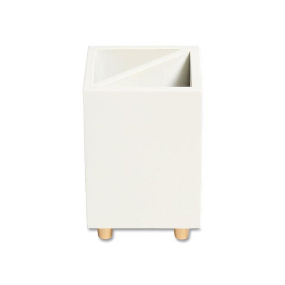 Juliet Pencil Cup, 3"w x 3"d x 4"h, White. Picture 3