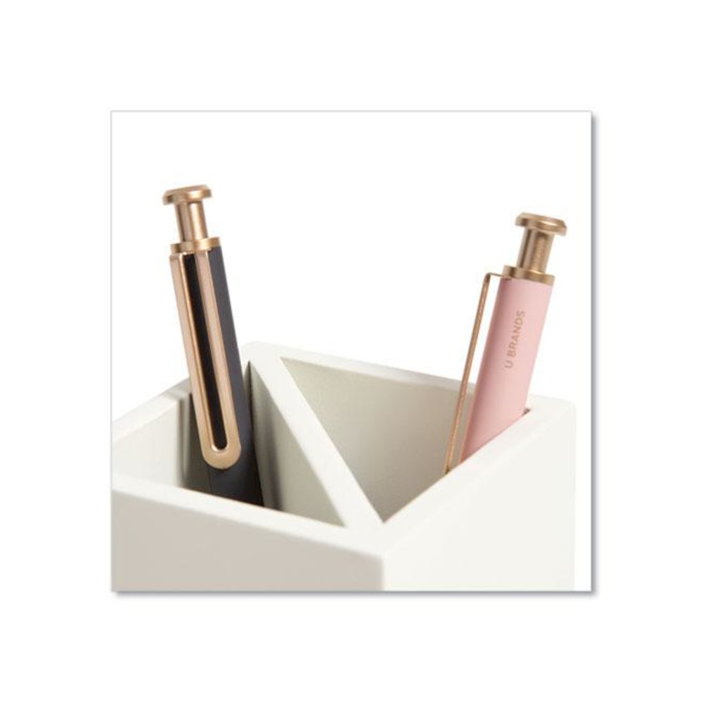 Juliet Pencil Cup, 3"w x 3"d x 4"h, White. Picture 4