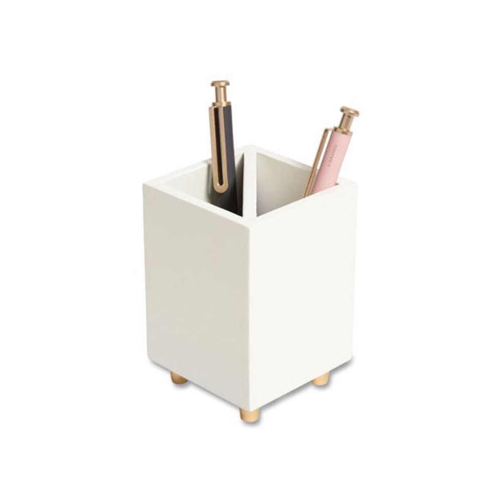 Juliet Pencil Cup, 3"w x 3"d x 4"h, White. Picture 5