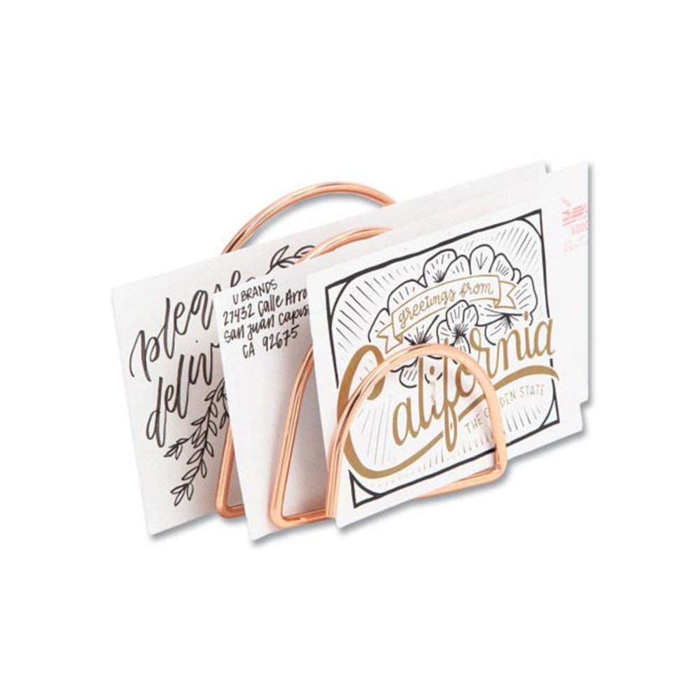 Letter-Size Desktop Fashion Filing Set, Rose Gold, (1) Rack, (3) Hanging Folders, (3) File Folders, (2) Trays,(1) Mail Sorter. Picture 8