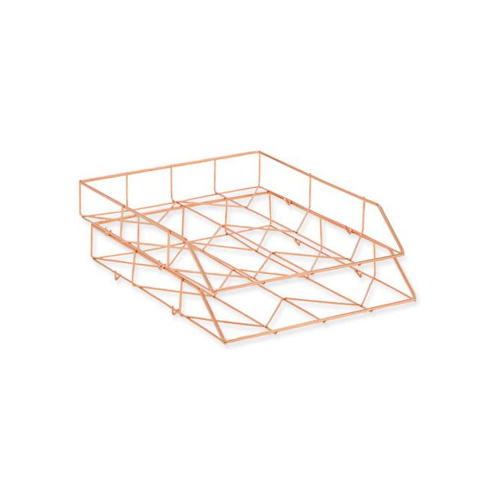 Letter-Size Desktop Fashion Filing Set, Rose Gold, (1) Rack, (3) Hanging Folders, (3) File Folders, (2) Trays,(1) Mail Sorter. Picture 10