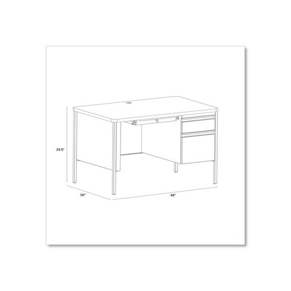 Teachers Pedestal Desks, One Right-Hand Pedestal: Box/File Drawers, 48" x 30" x 29.5", White/Platinum. Picture 3