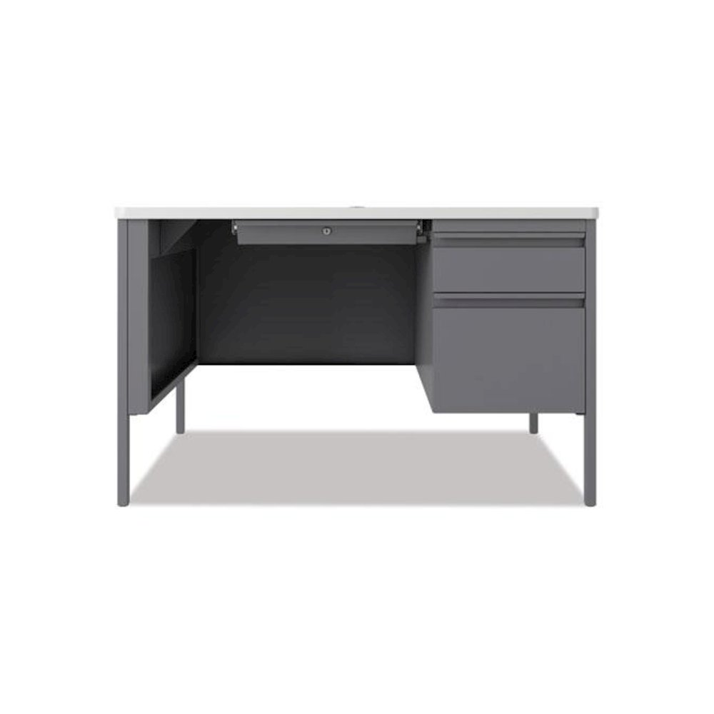 Teachers Pedestal Desks, One Right-Hand Pedestal: Box/File Drawers, 48" x 30" x 29.5", White/Platinum. Picture 4