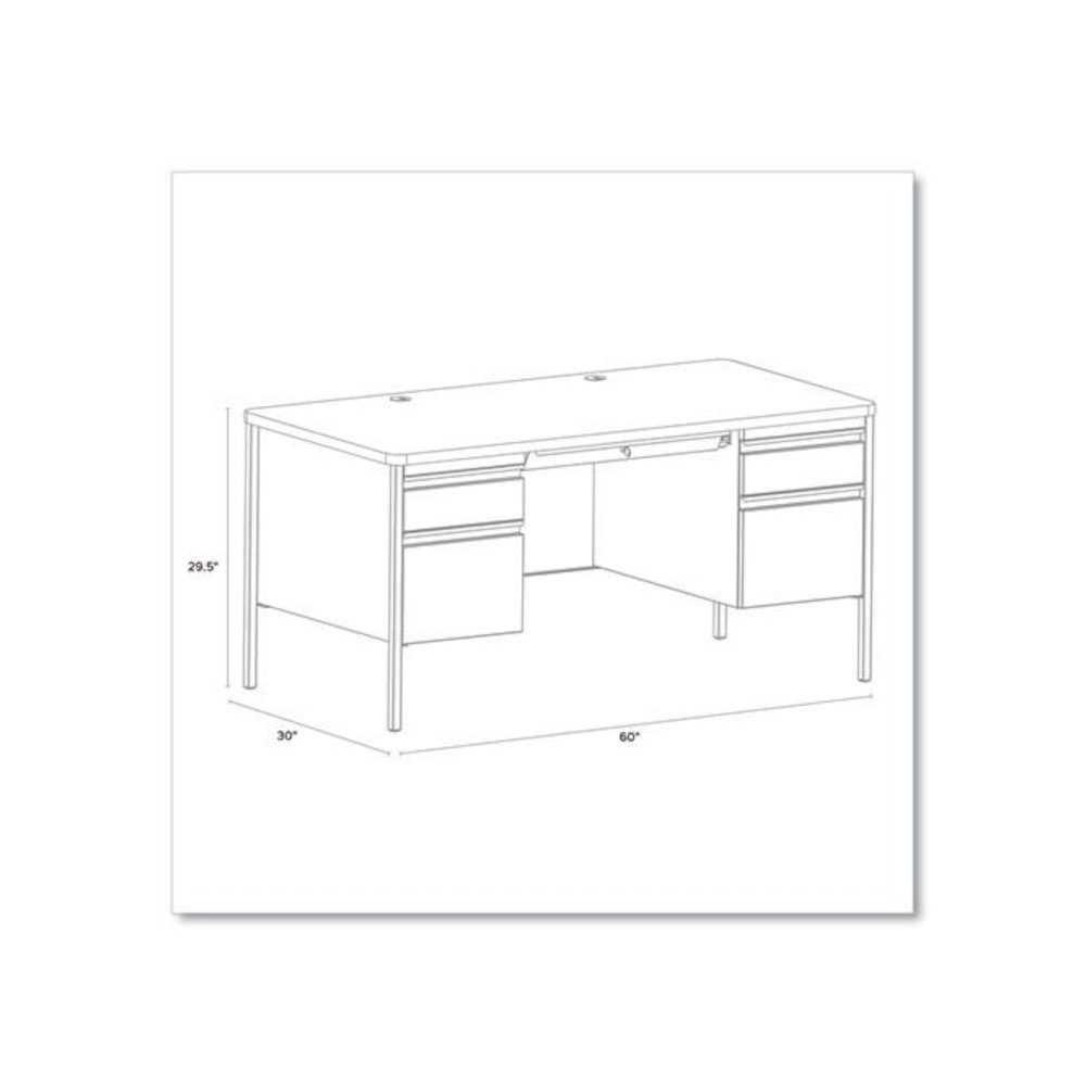 Teachers Pedestal Desks, Left and Right-Hand Pedestals: Box/File Drawer Format, 60" x 30" x 29.5", Walnut/Black. Picture 3