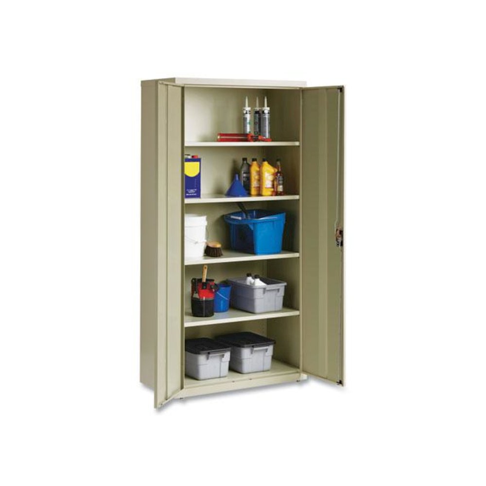 Economy Assembled Storage Cabinets, 5 Shelves, 36" x 18" x 72", Putty. Picture 4