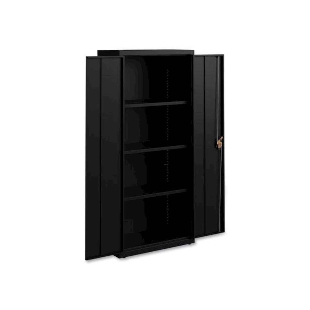 Economy Assembled Storage Cabinets, 4 Shelves, 30" x 15" x 66", Black. Picture 4