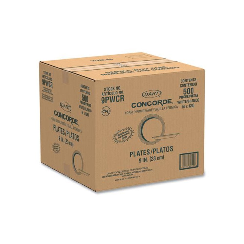 Concorde Non-Laminated Foam Plates, 9" dia, White, 125/Pack. Picture 2