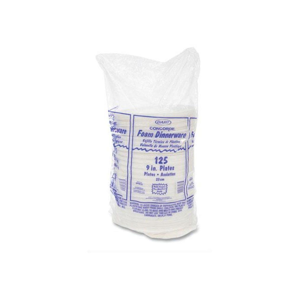 Concorde Non-Laminated Foam Plates, 9" dia, White, 125/Pack. Picture 3