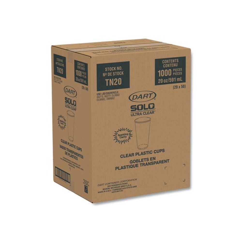 Ultra Clear PETE Cold Cups, 20 oz, Plastic, Clear, 50/Sleeve, 20 Sleeves/Carton. Picture 2