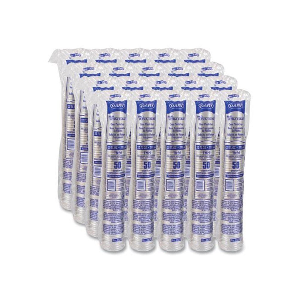 Ultra Clear PETE Cold Cups, 20 oz, Plastic, Clear, 50/Sleeve, 20 Sleeves/Carton. Picture 6