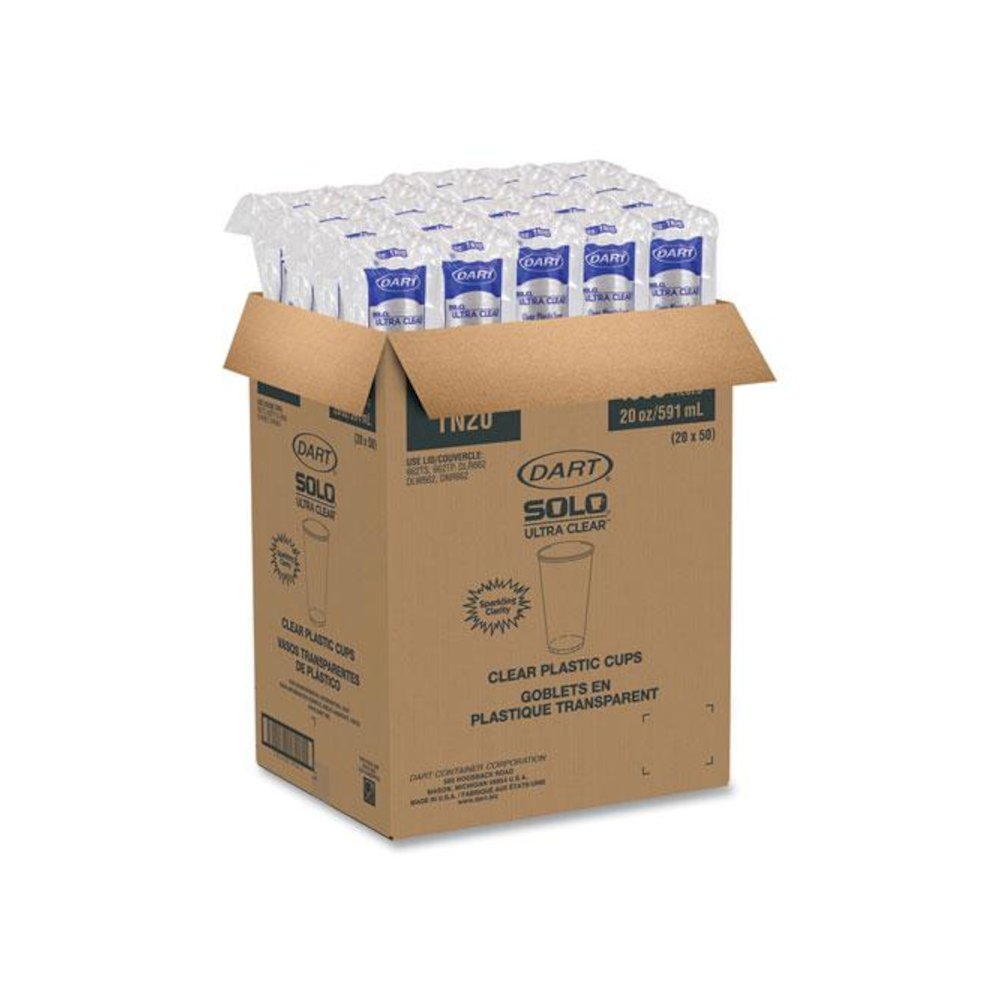 Ultra Clear PETE Cold Cups, 20 oz, Plastic, Clear, 50/Sleeve, 20 Sleeves/Carton. Picture 5