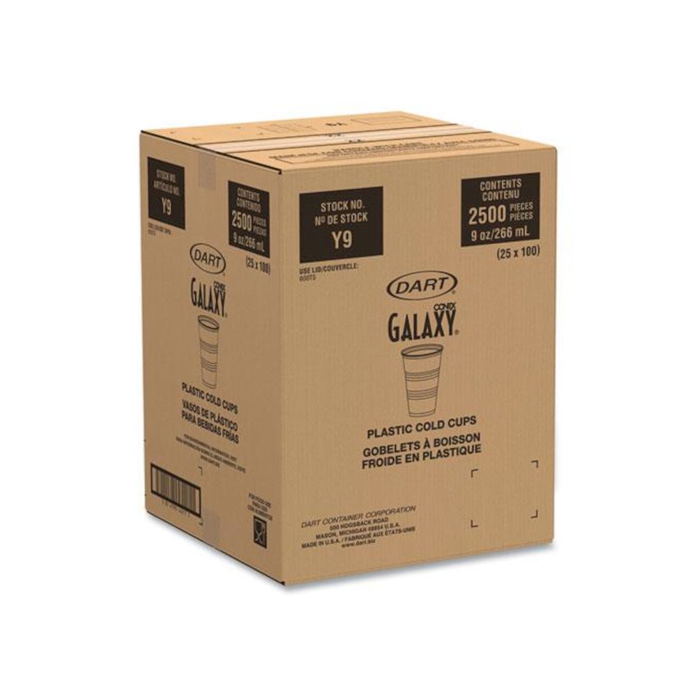 High-Impact Polystyrene Cold Cups, 9 oz, Plastic, Translucent, 100/Sleeve, 25 Sleeves/Carton. Picture 2