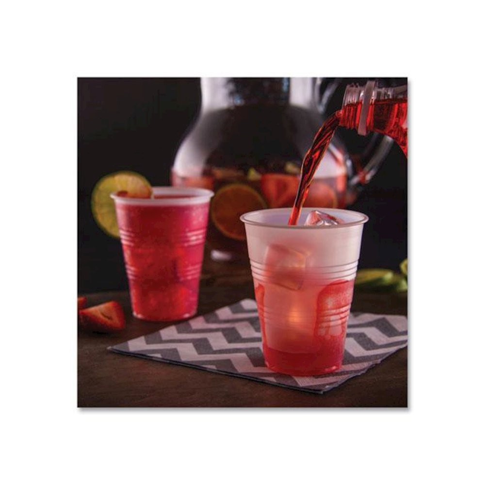 High-Impact Polystyrene Cold Cups, 9 oz, Plastic, Translucent, 100/Sleeve, 25 Sleeves/Carton. Picture 3