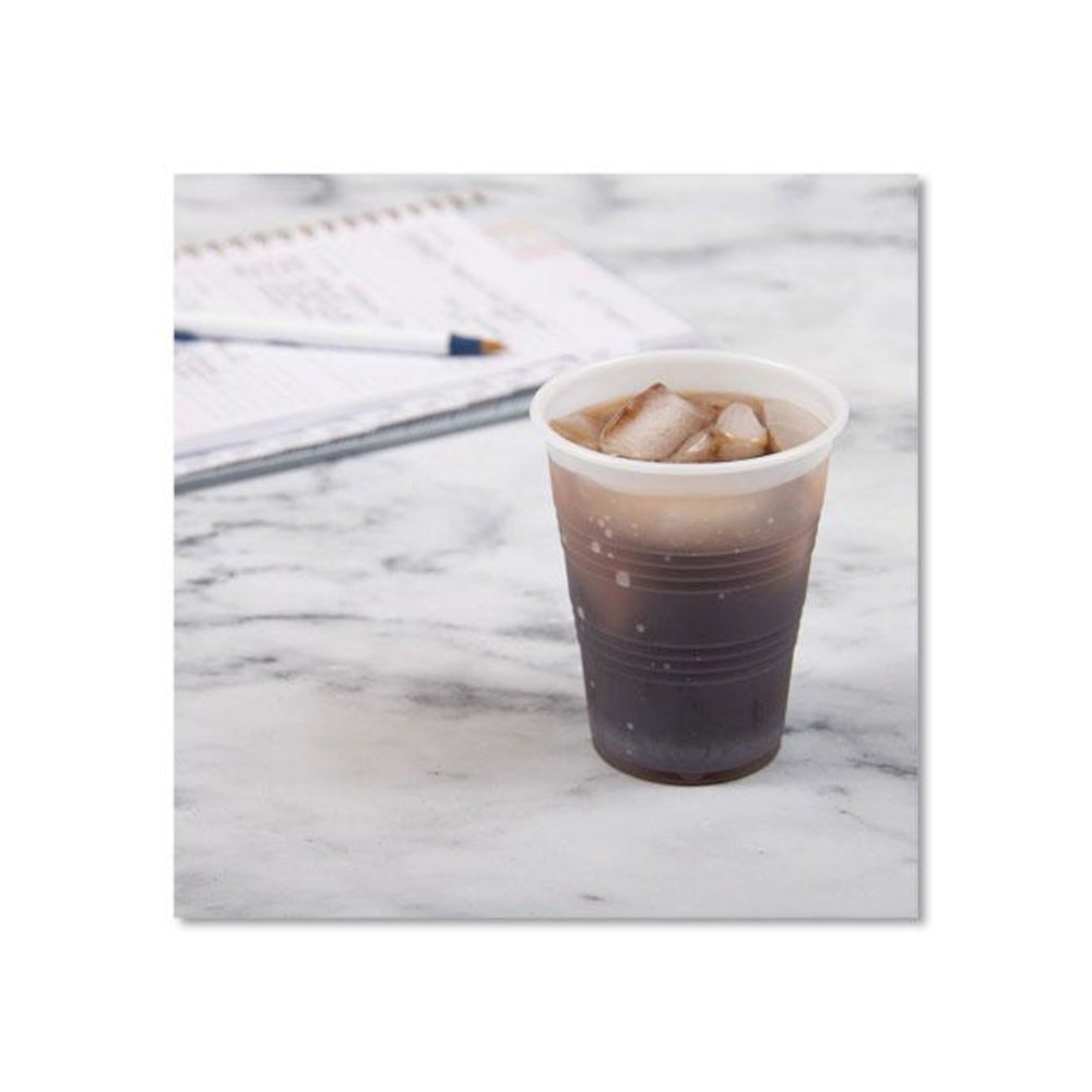 High-Impact Polystyrene Cold Cups, 9 oz, Plastic, Translucent, 100/Sleeve, 25 Sleeves/Carton. Picture 4