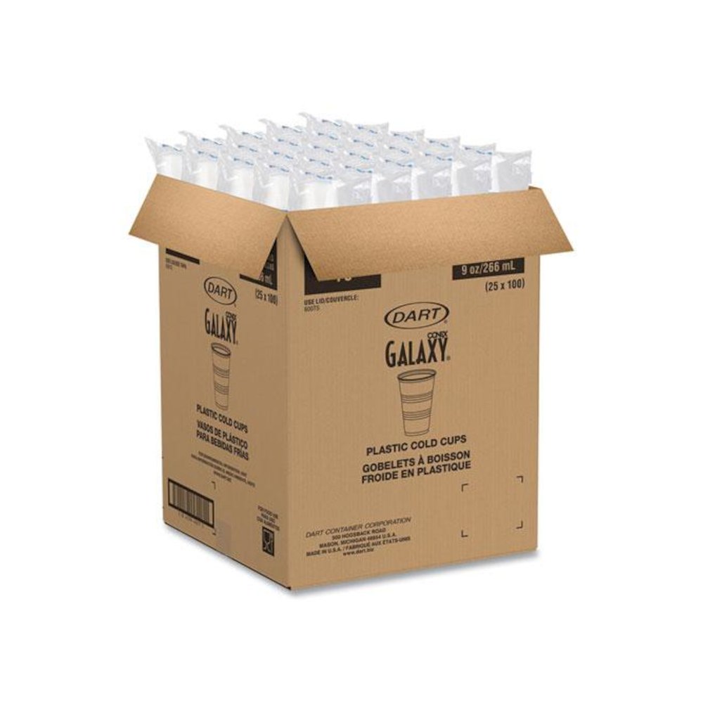 High-Impact Polystyrene Cold Cups, 9 oz, Plastic, Translucent, 100/Sleeve, 25 Sleeves/Carton. Picture 6
