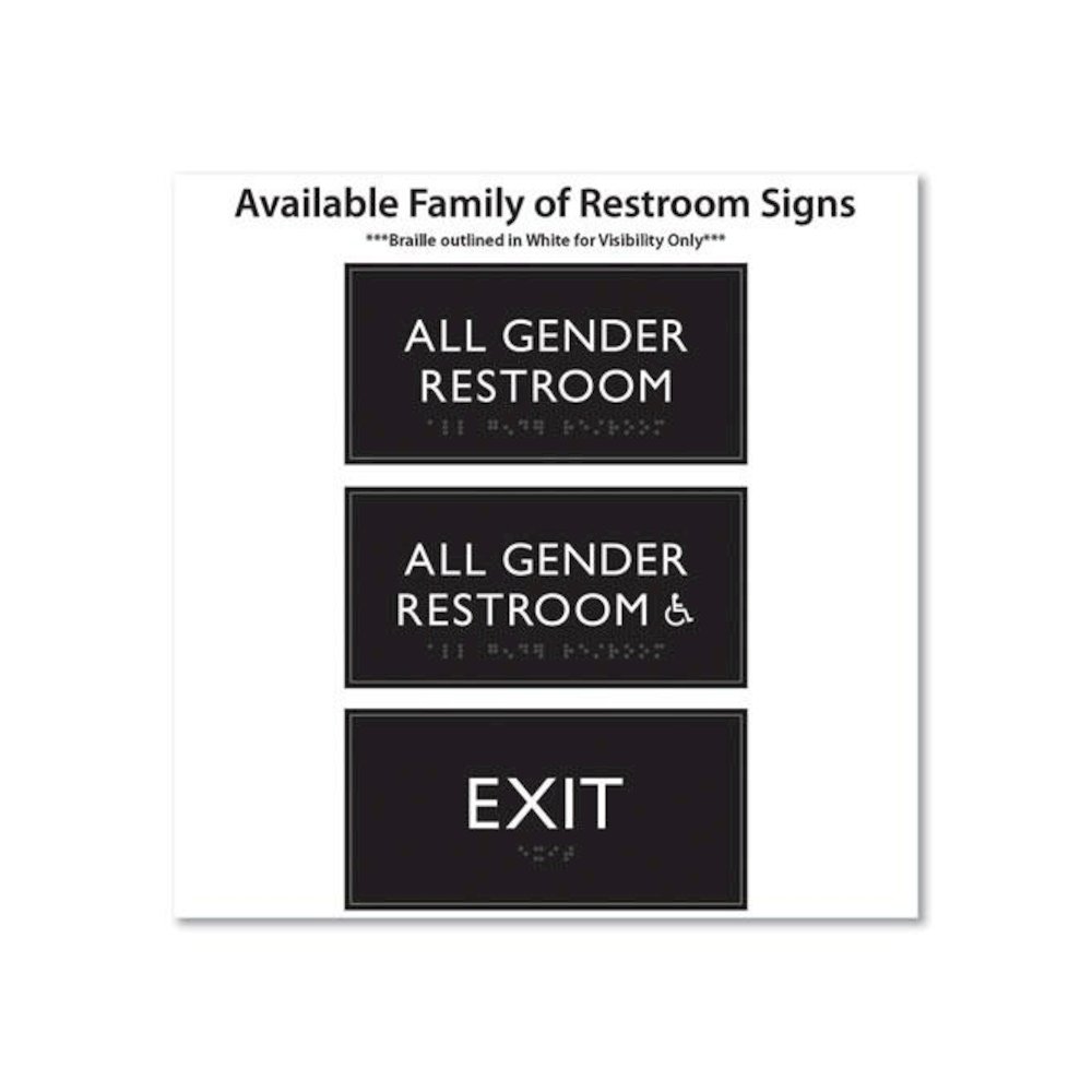 ADA Sign, All Gender Restroom Accessible, Plastic, 4 x 4, Clear/White. Picture 4