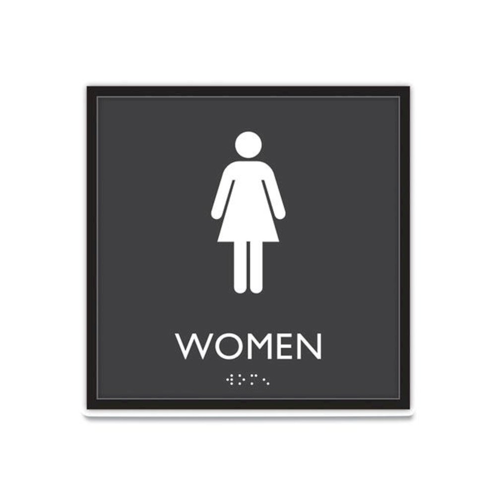 ADA Sign, Women, Plastic, 8 x 8, Clear/White. Picture 1