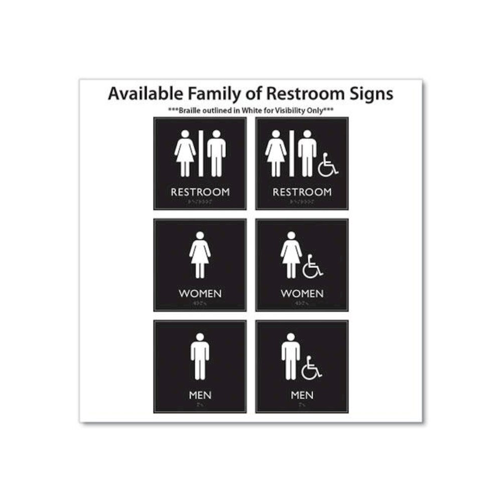 ADA Sign, Men Accessible, Plastic, 8 x 8, Clear/White. Picture 4