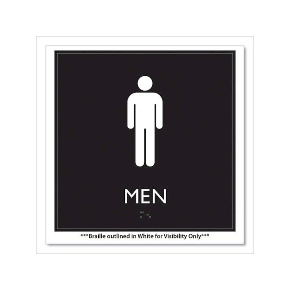 ADA Sign, Men, Plastic, 8 x 8, Clear/White. Picture 2