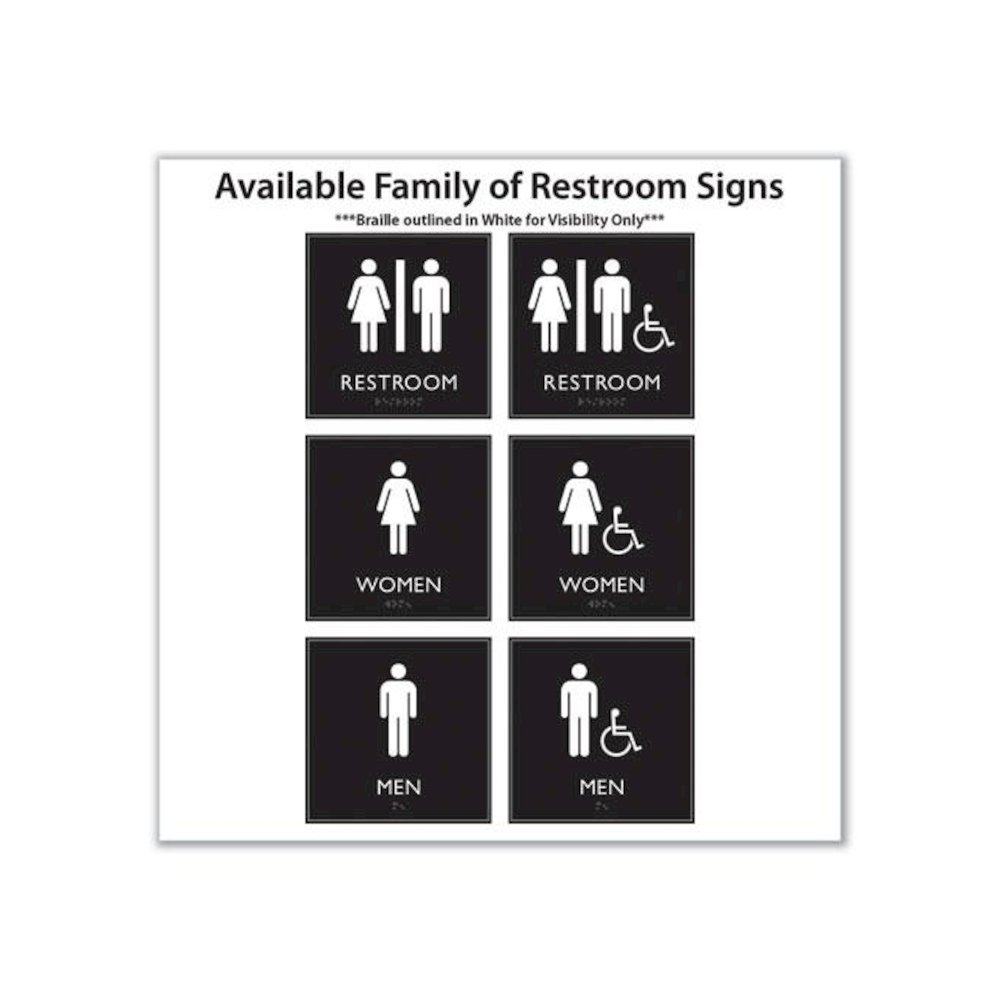 ADA Sign, Men, Plastic, 8 x 8, Clear/White. Picture 4