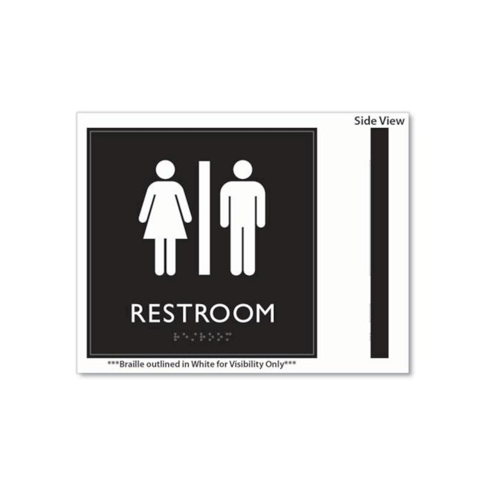 ADA Sign, Unisex Restroom, Plastic, 8 x 8, Clear/White. Picture 4