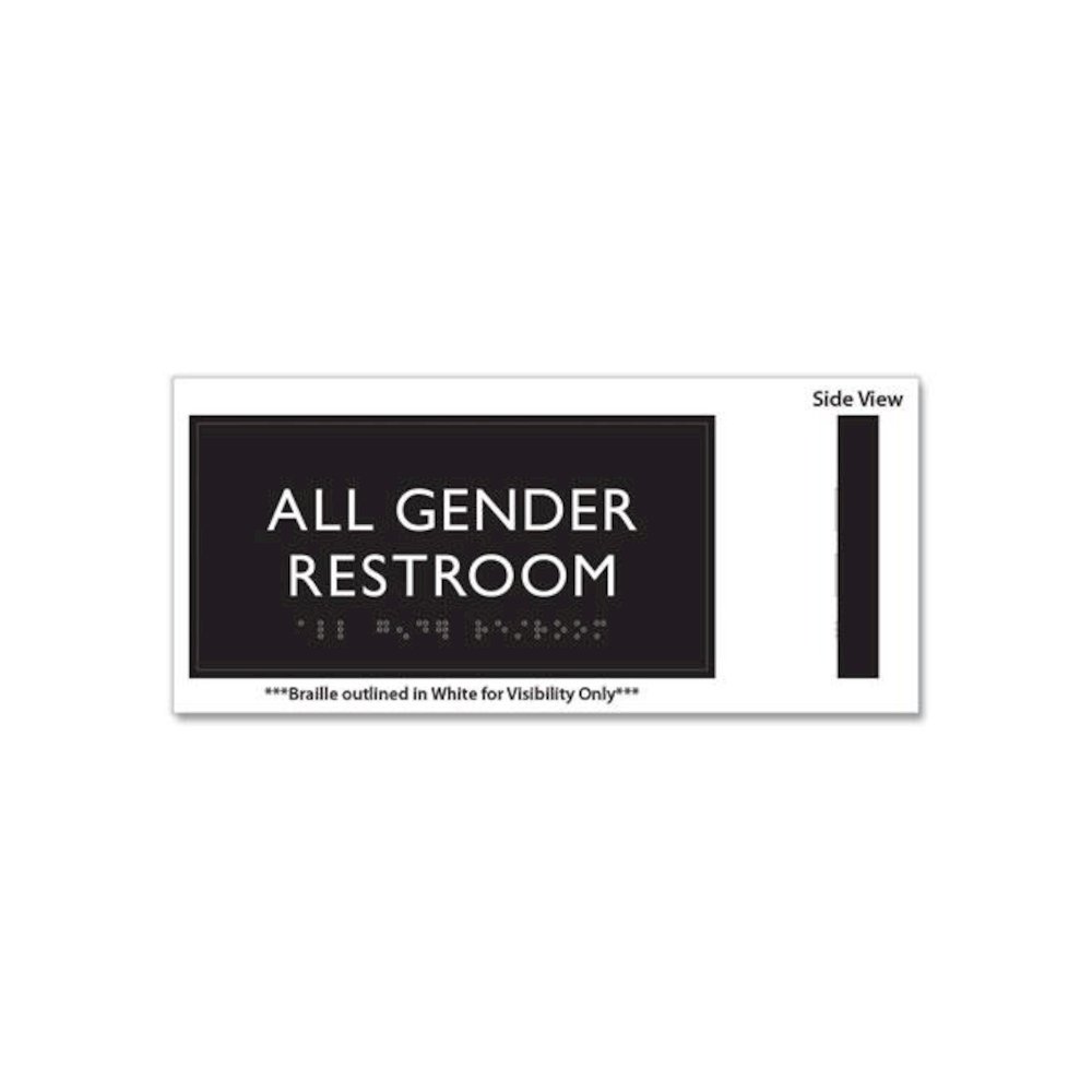 ADA Sign, All Gender Restroom, Plastic, 4 x 4, Clear/White. Picture 4